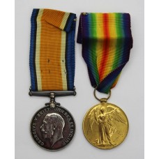 WW1 British War & Victory Medal Pair - Pte. J. Lapworth, Duke of Cornwall's Light Infantry