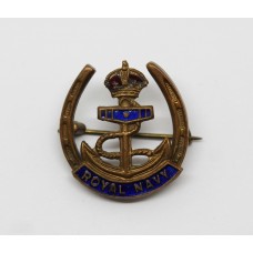 Royal Navy Enamelled Sweetheart Brooch - King's Crown