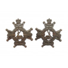 Pair of Notts & Derby Regiment (Sherwood Foresters) Officer's Service Dress Collar Badges - Queen's Crown