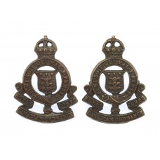 Pair of Royal Army Ordnance Corps (R.A.O.C.) Officer's Service Dress Collar Badges - King's Crown