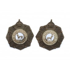 Pair of Canadian South Saskatchewan Regiment Officer's Collar Badges - King's Crown
