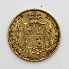 1857 Victoria 22ct Gold Shield Back Full Sovereign Coin