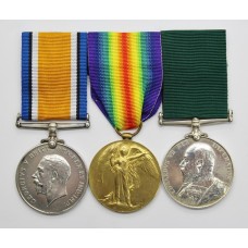 WW1 British War Medal, Victory Medal and Edward VII Volunteer Long Service & Good Conduct Medal - Pte. W. Edwards, 4th V.B. South Wales Borderers and King's (Liverpool) Regiment