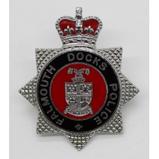 Falmouth Docks Police Enamelled Cap Badge - Queen's Crown