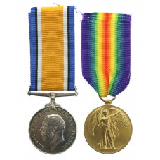 WW1 British War & Victory Medal Pair - Pte. J. Hyslop, 9th Bn. The Cameronians (Scottish Rifles)