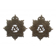 Pair of George VI Royal Army Service Corps (R.A.S.C.) Officer's Service Dress Collar Badges - King's Crown