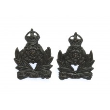 Pair of Intelligence Corps Officer's Service Dress Collar Badges - King's Crown 