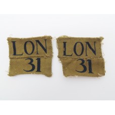 Pair of London Home Guard Printed Arm Badges Insignia (LON 31)