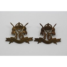 Pair of 16th Queen's Lancers Officer's Collar Badges - King's Crown