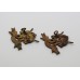 Pair of 16th Queen's Lancers Officer's Collar Badges - King's Crown