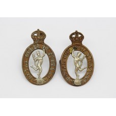 Pair of Royal Signals Collar Badges - King's Crown (1st Pattern)