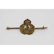 Royal Navy 9ct Gold and Enamel Sweetheart Brooch - King's Crown