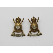 Pair of Hampshire (Carabiniers) Yeomanry Collar Badges - King's Crown