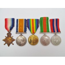 WW1 1914-15 Star Medal Trio, WW2 Defence Medal & 1939-45 War Medal - Pte. A. Gordon, 5th Bn. Lancashire Fusiliers