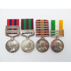 1854 IGS (Clasps - Hazara 1891, Samana 1891), 1895 IGS (Clasp - Relief of Chitral 1895), QSA (6 Clasps) & KSA (2 Clasps) Medal Group of Four - Pte / Bugler W. Gainer, King's Royal Rifle Corps