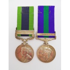 1908 India General Service Medal (Clasp - North West Frontier 1930-31) and General Service Medal (Clasp - Palestine) - Pte. J.A. Wallace. 2nd Bn. Essex Regiment 