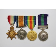 WW1 1914-15 Star Trio and General Service Medal (Clasp - Iraq) - Pte. H.T. Pittman Gloucestershire Regiment & Rifle Brigade