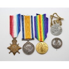 WW1 1914 Mons Star Medal Trio, Silver War Badge & Identity Tag - Pte. D. Duff, Northumberland Fusiliers