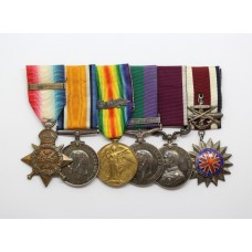 WW1 1914 Mons Star & Bar, British War Medal, Victory Medal (MID), GSM (Clasp - Iraq), LS&GC and Corps of Commissionaires Medal Group of Six - Sgt. E.A. Green, Royal Field Artillery