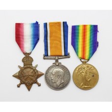 WW1 1914-15 Star Medal Trio - Cpl. J. Evans, King's Shropshire Light Infantry - Wounded