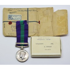 General Service Medal (Clasp - Palestine 1945-48) - Dvr. E. Housley, Royal Army Service Corps