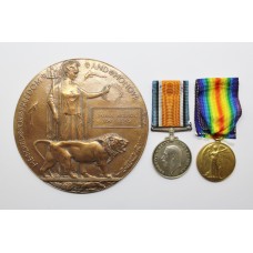 WW1 British War Medal, Victory Medal & Memorial Plaque - Pte. J.A. Matthews, 1st/6th bn. Gloucestershire Regiment - Died of Wounds