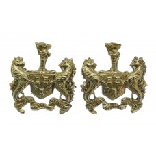 Pair of Newcastle -Upon-Tyne City Police White Metal Collar Badges
