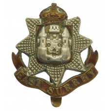 East Surrey Regiment Cap Badge - King's Crown