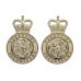 Pair of Yorkshire Volunteers Officer's Silvered Collar Badges - Queen's Crown