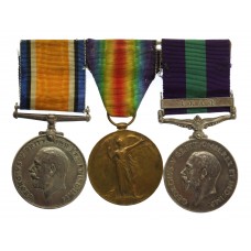 WW1 British War Medal, Victory Medal and General Service Medal (Clasp - Iraq) Group of Three - Gnr. D. Paterson, Royal Artillery