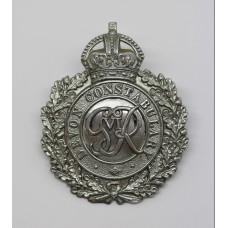 George VI Devon Constabulary Wreath Helmet Plate