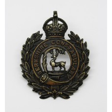 Berkshire Constabulary Black Wreath Helmet Plate - King's Crown