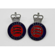 Pair of Essex Police Enamelled Collar Badges - Queen's Crown