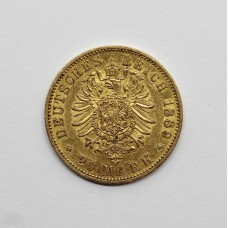 1889 A German Prussian Wilhelm II .900 Gold 20 Mark Coin