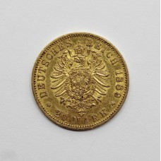 1889 A German Prussian Wilhelm II .900 Gold 20 Mark Coin