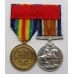 WW1 British War & Victory Medal Pair with 2 Silver Medallions - Pte. A. Chalmers, 18th Bn. Highland Light Infantry