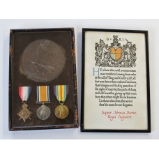 WW1 1914-15 Star Medal Trio, Memorial Plaque & Scroll - Spr. N. Barron, 88th Field Coy. Royal Engineers - Died (Gallipoli)