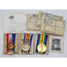 WW1 First Day of the Somme Casualty 1914-15 Star Medal Trio - Gnr. F. Unsworth, Royal Artillery - K.I.A.