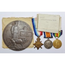 WW1 1914-15 Star Medal Trio and Memorial Plaque - A/Bmbr. R.H. Oxtoby, Royal Artillery (D.C.M. Recipient) - K.I.A.