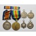 WW1 British War & Victory Medal Pair with 4 Hallmarked Silver Sporting Medallions - Pte. W.W. Blythe, Royal Army Medical Corps