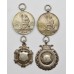 WW1 British War & Victory Medal Pair with 4 Hallmarked Silver Sporting Medallions - Pte. W.W. Blythe, Royal Army Medical Corps