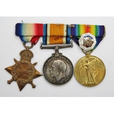 WW1 1914-15 Star Medal Trio and National Union of Agriculture Silver Badge - Pte. J. Wilkins, Royal Army Medical Corps