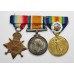 WW1 1914-15 Star Medal Trio and National Union of Agriculture Silver Badge - Pte. J. Wilkins, Royal Army Medical Corps