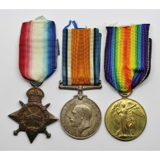 WW1 1914-15 Star, British War & Victory Medal Trio - Pte. T.O. Jones, 13th (1st North Wales) Bn. Royal Welsh Fusiliers