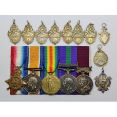 WW1 Prisoner of War 1914 Mons Star, British War Medal, Victory Medal, GSM (Kurdistan) and LS&GC Medal Group with Humane Society Swimming Proficiency Medal and 9 Other Silver Medals - Bandsman S. Inman, 2nd Bn. West Yorkshire Regiment