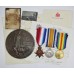 WW1 1914 Mons Star Medal Trio and Memorial Plaque (Death Penny) - Pte. J. Ross, 1st Bn. Seaforth Highlanders - K.I.A. (Siege of Kut)