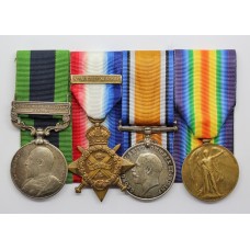 1908 India General Service Medal (Clasp - North West Frontier 1908) and 1914 Mons Star Medal Trio Group of Four - Gnr. G. Robson, Royal Field Artillery