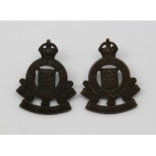 Pair of Royal Army Ordnance Corps (R.A.O.C.) Officer's Service Dress Collar Badges - King's Crown