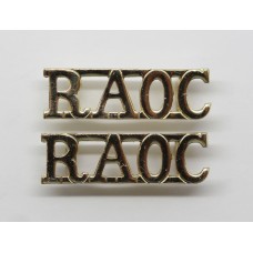 Pair of Royal Army Ordnance Corps (R.A.O.C.) Anodised (Staybrite) Shoulder Titles