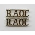 Pair of Royal Army Ordnance Corps (R.A.O.C.) Anodised (Staybrite) Shoulder Titles